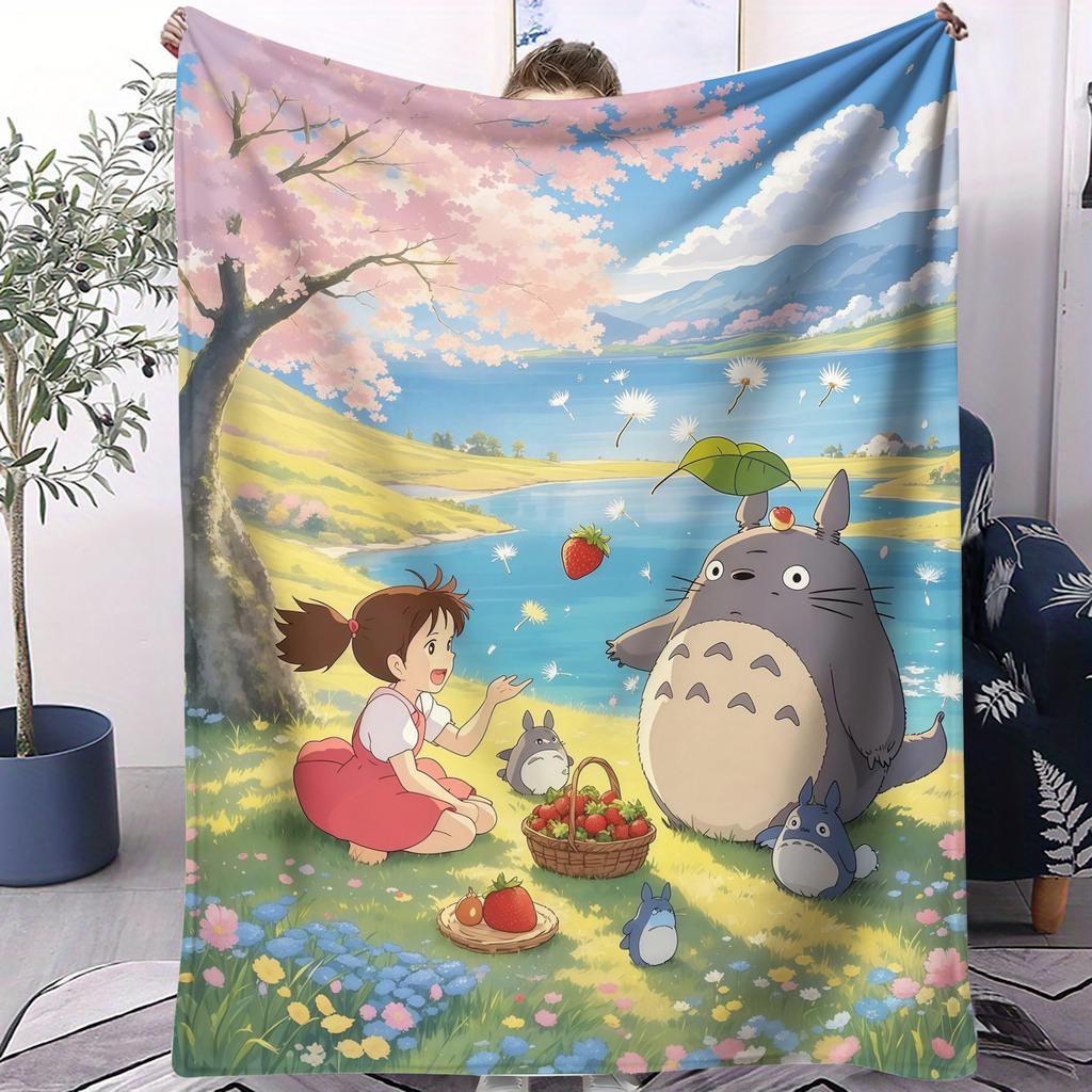 Hayao Miyazaki Classic Anime Blanket For Office Travel Comfort Leisure Camp Travel Multifunctional Universal Blanket Fan Gift