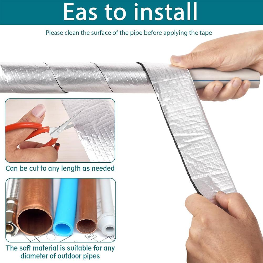 2pcs Pipe Wrap Insulation Outdoor Pipe Insulation Wrap Foam Foil  Tape Winter Freeze Protection Parts Insulation Material