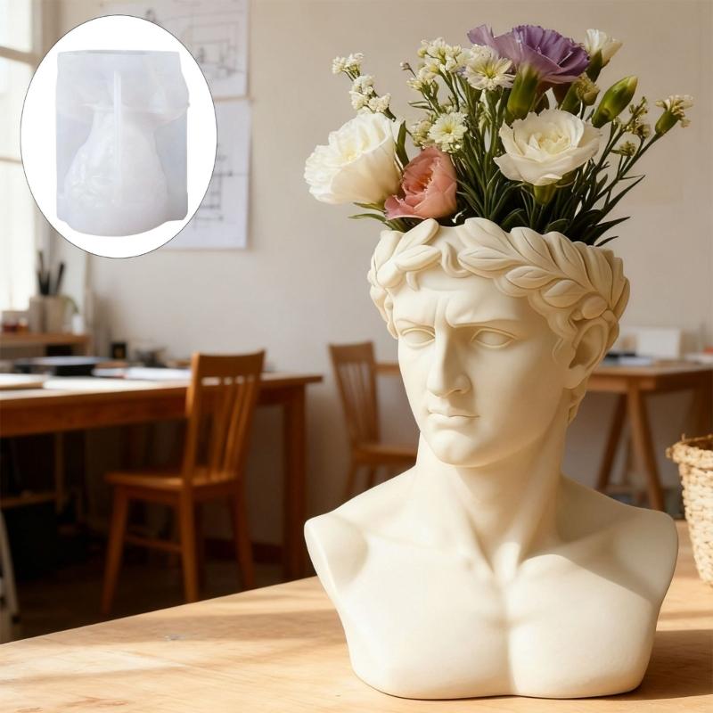 Hitzebeständige Silikonform für griechischen Kopf-Pflanzer Handgefertigte Blumentopf-Form Büro-Schreibtisch-Dekoration Form