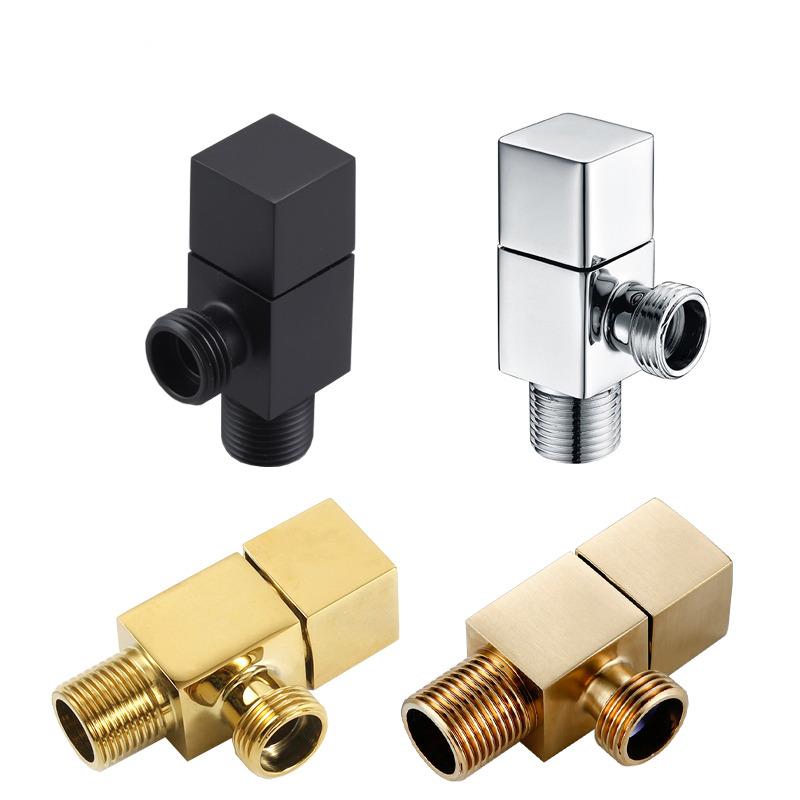 Tuqiu Brass Angle Valve Water Control Valve Brushed Gold Corner Valve Bathroom Tap Water Valve 1/2*1/2 Brass Black Angle Valves
