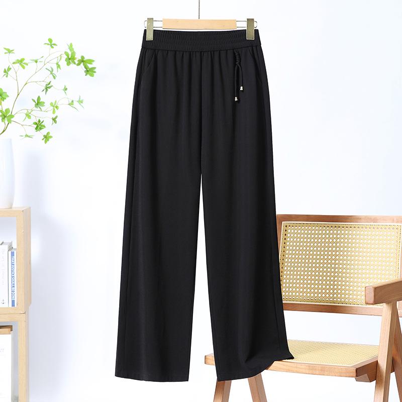 

Mom s Elastic High Waist Summer Pants - New Style Nine-Point Straight Leg for Middle-Aged and Elderly Women XL