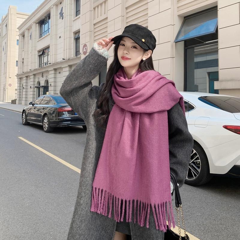 Mink hair scarf light luxury high-end imitation cashmere scarf women's winter Korean atmosphere men's shawl scarf autumn and winter