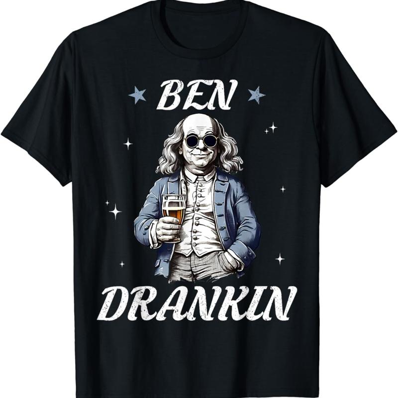 Vintage Ben Drankin  Funny 4Th Of July Drinking Presidents T Shirt - Men s Summer Cotton Graphic Tee S