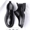 Fashion Thick Bottom Leather Oxfords Shoes Outdoor Men Dress Shoes Brogue Lace Up Mens Casual Shoes Comfy Formal Dress Footwear Sneakers
