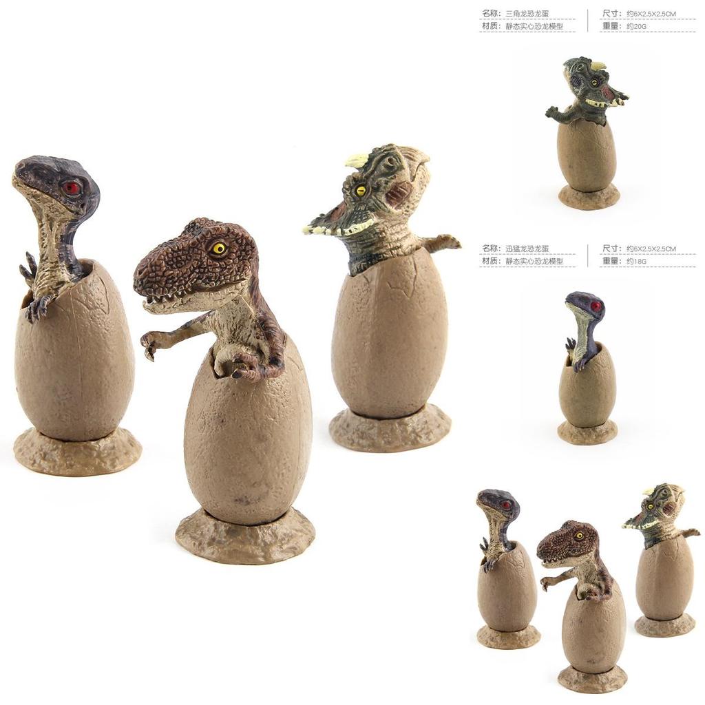 Triceratops Velociraptor Dinosaur Egg Model With Stand For Educational Purposes And Kids Play