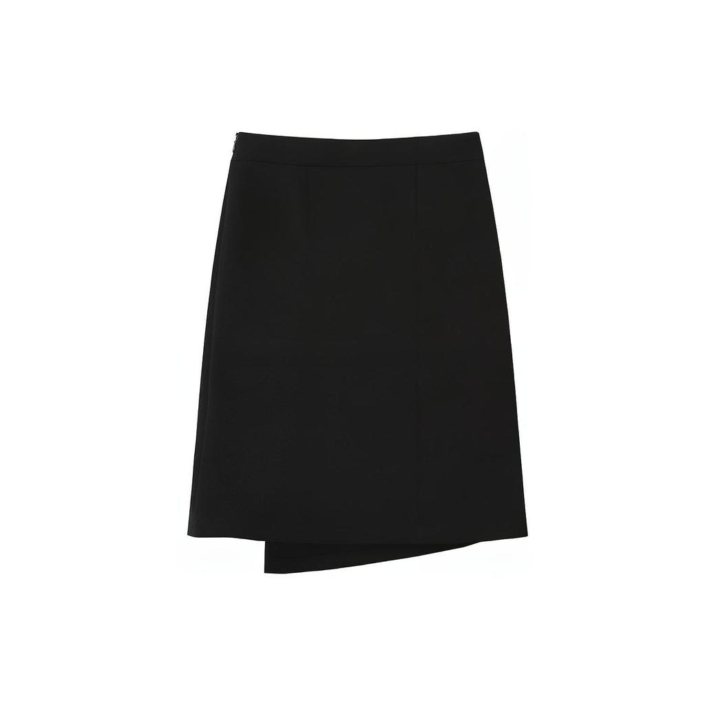 Fila Fashionable Irregular Mid-Waist Midi Skirt Women Skirts Black F11W138366F-BK