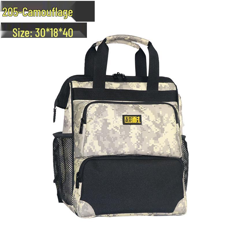 Multifunctional Double Shoulder Tool Backpack, Wear-Resistant Canvas, Large Capacity, Portable Electrician's Repair Bag