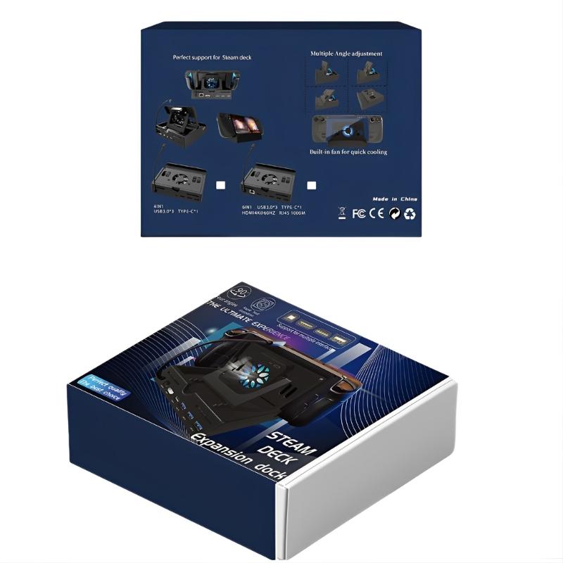 6-in-1 Portable Steam- Deck Docking Station HDMI2.0 4K@60Hz Gigabit-Ethernet 3 USB3.0 Port USB-C Port for Gaming