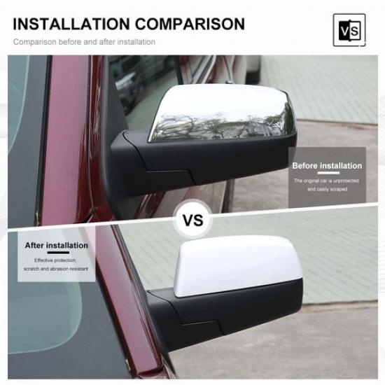 For Chevrolet SilveradoGMC Sierra 2014-18 View Side Mirror Cap Trim Cover White