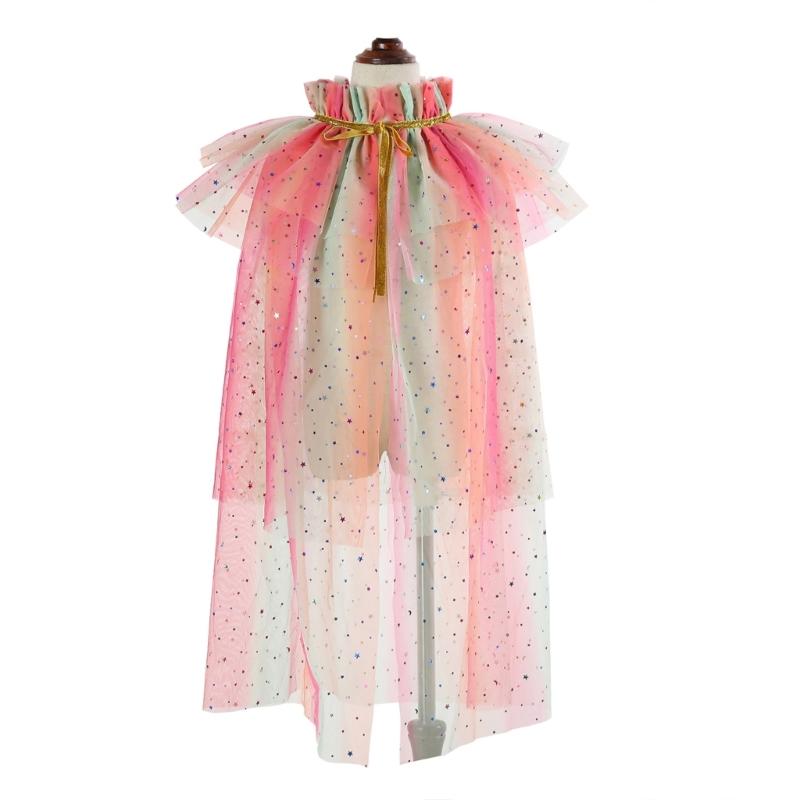 Princess Cape, Colorful Princess Cloak Girls Glittering Princess Dress Up Cape