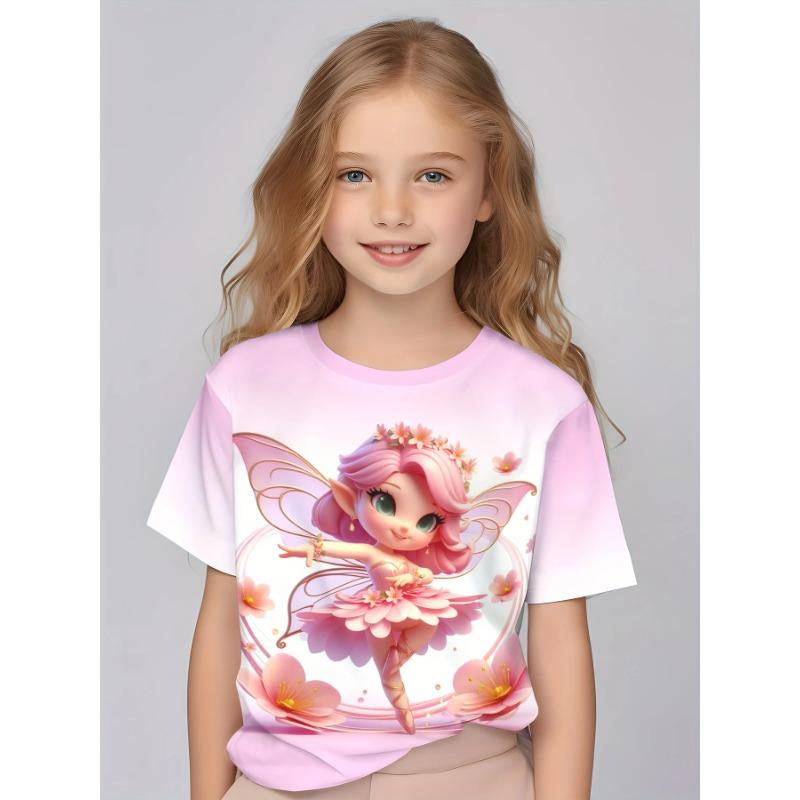 Kids Clothes Girl T-Shirt Short Sleeve Cute 3D Cartoon Print Children Summer Casual Stylish Girls Clothes O-Neck Shirt