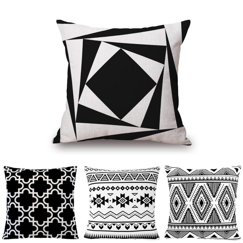 Versatile Black And White Geometric Cushion Cover For Effortless Home Styling