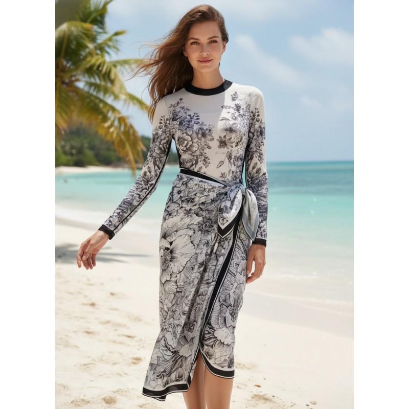 Womens Long Sleeve One-Piece Swimsuit With