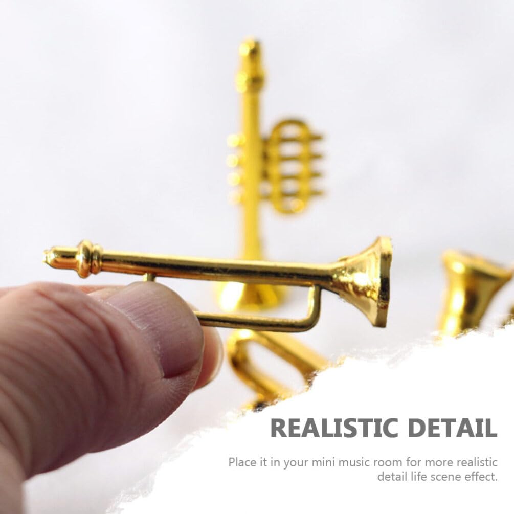 Toyvian Miniature Musical Instrument Set Plastic Saxophone Trumpet Drum Figurines Dollhouse Musical Instrument Models Ornament for Mini House Musical