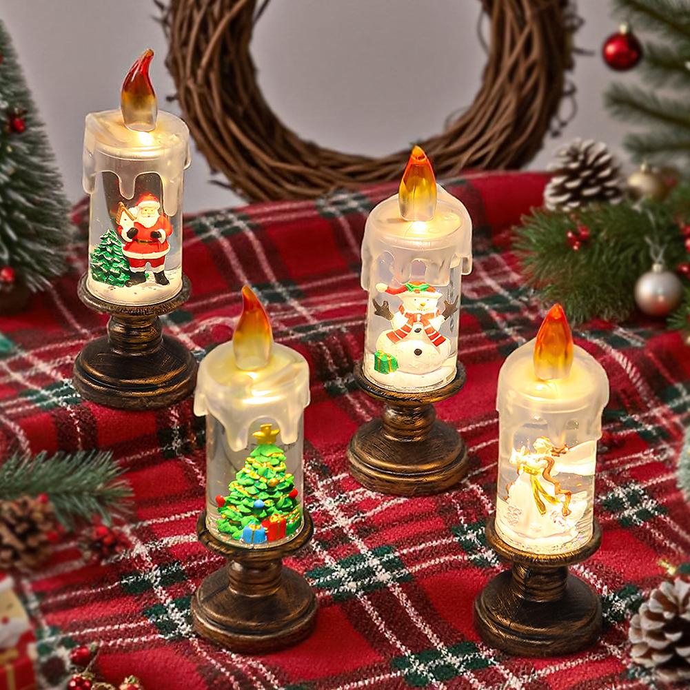 1pcs LED Christmas Candle Light With Snowflake Crystal Ball For Home Party Holiday Battery Powered Flameless Decoration Gifts
