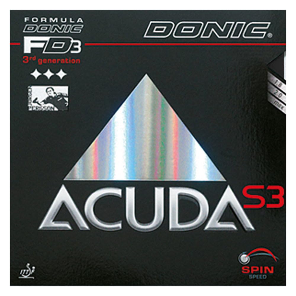 

DONIC Acuda S3 Накладка для настольного тенниса Мягкая AL050, Черная, 1,8 мм, чёрный