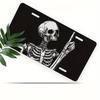D Flat Pc D Flat Poster Funny Skeleton Hand Gesture License Plate Frame Aluminum Novelty Car Decoration Polished Surface