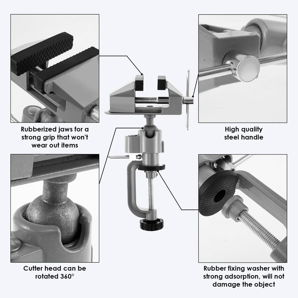 Tabletop Clamp Vice 360° Rotatable Table Vise Aluminium Alloy Work Bench Vise Portable Mini Bench Clamp Fixed Tool for Drilling