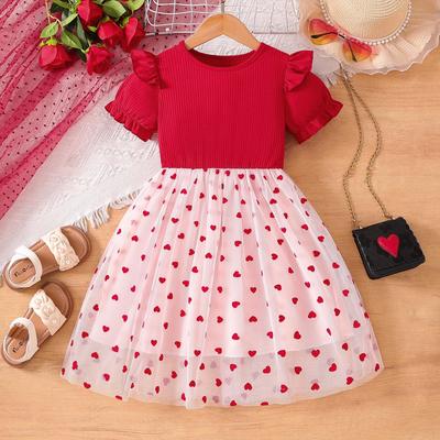 Robe de Princesse Style Coréen pour Filles - Été 2025, Tulle Bouffant, Manches Courtes en Coton