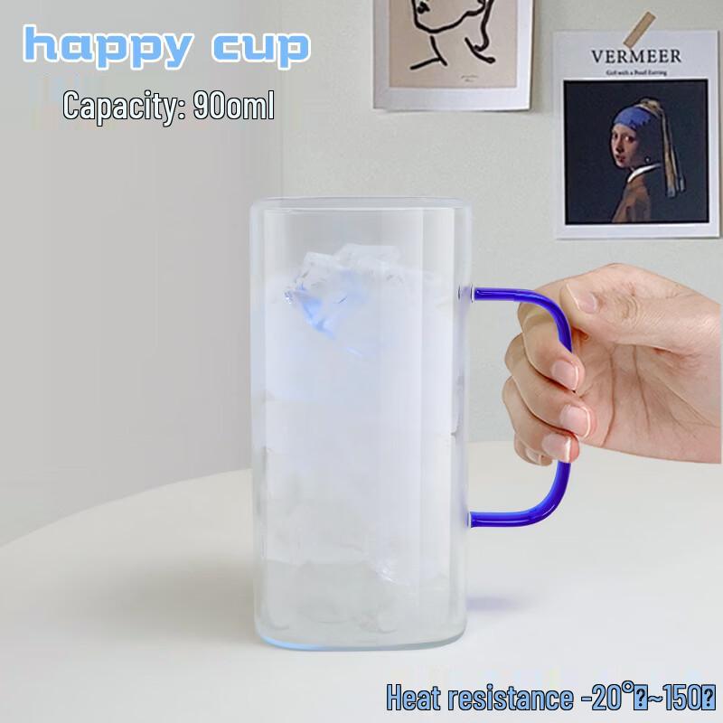 Shangqi Large Square Glass Mugs with Handle (Set of 5)