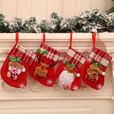 Red Flannelette Christmas Stockings with Bells Santa Claus Christmas Socks Christmas Decorations