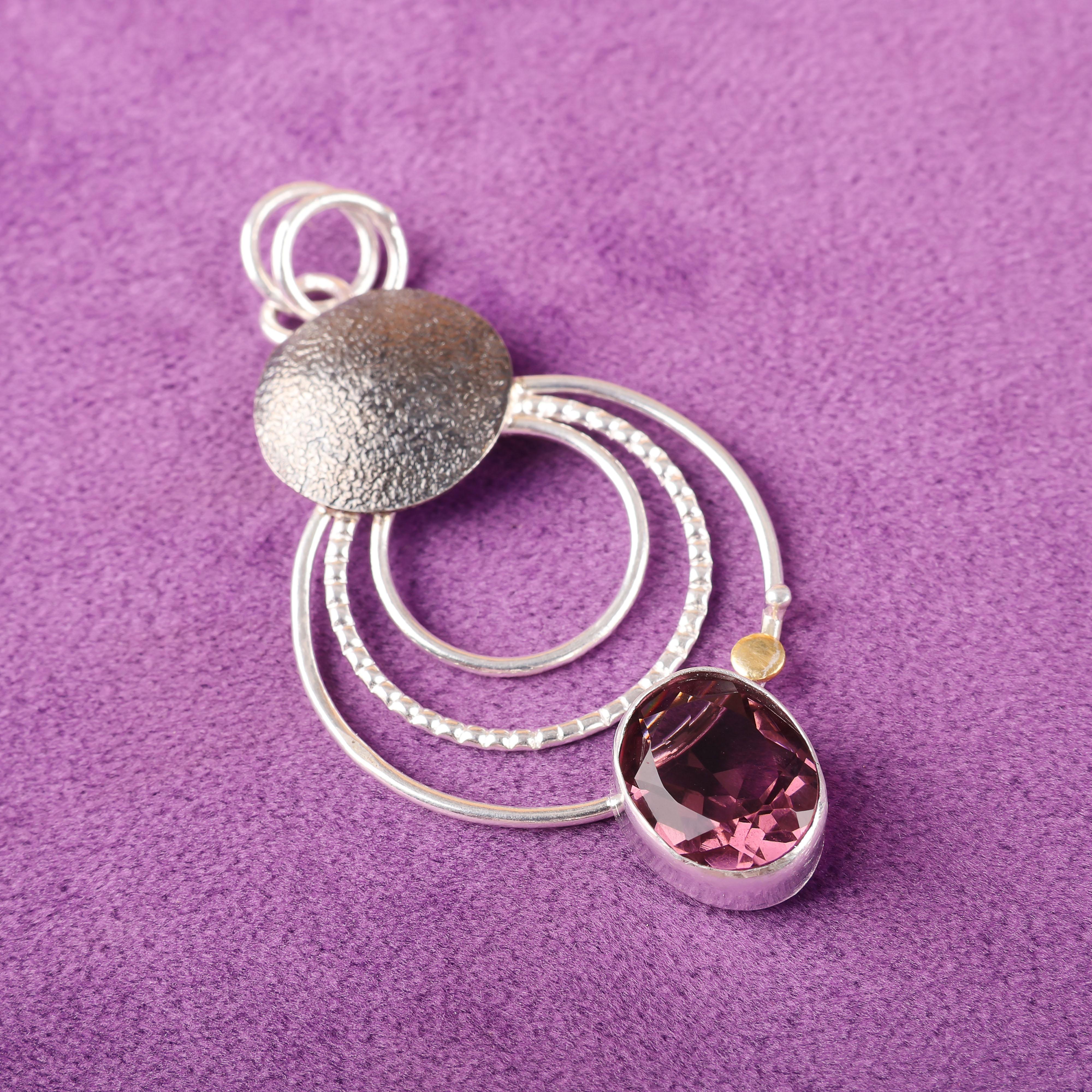 

Ювелирные изделия с родолитом, Ювелирные изделия из серебра ручной работы, Подвеска из стерлингового серебра 925 пробы, Великолепная серебряная подвеска для свадебного подарка 2.32 Inches розовый