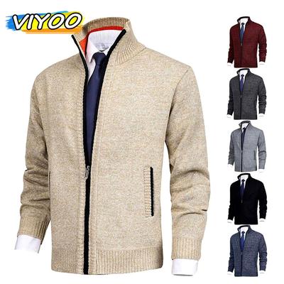2021 neue Plus Samt Dicke Herbst Winter Kleidung Warme Strickjacken Männer Warme Kaschmir Casual Wolle Zipper Slim Fit Fleece Jacke männer Mantel Kleid Stricken