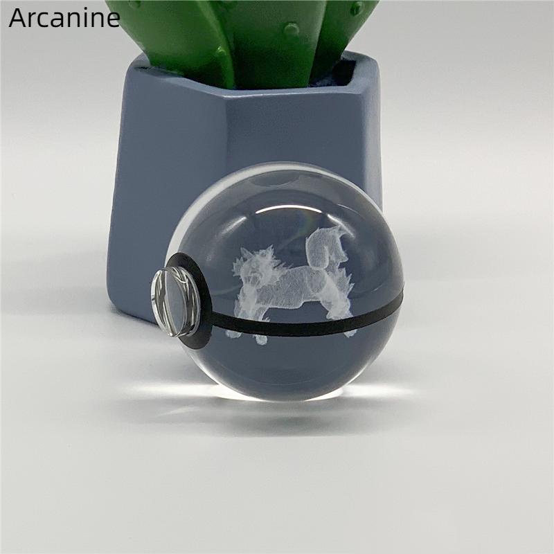 5cm  3D Crystal Ball Pikachu Eevee Mewtwo Carving Model LED Color Light Base Children's Gift Fans Toy Birthday Gift