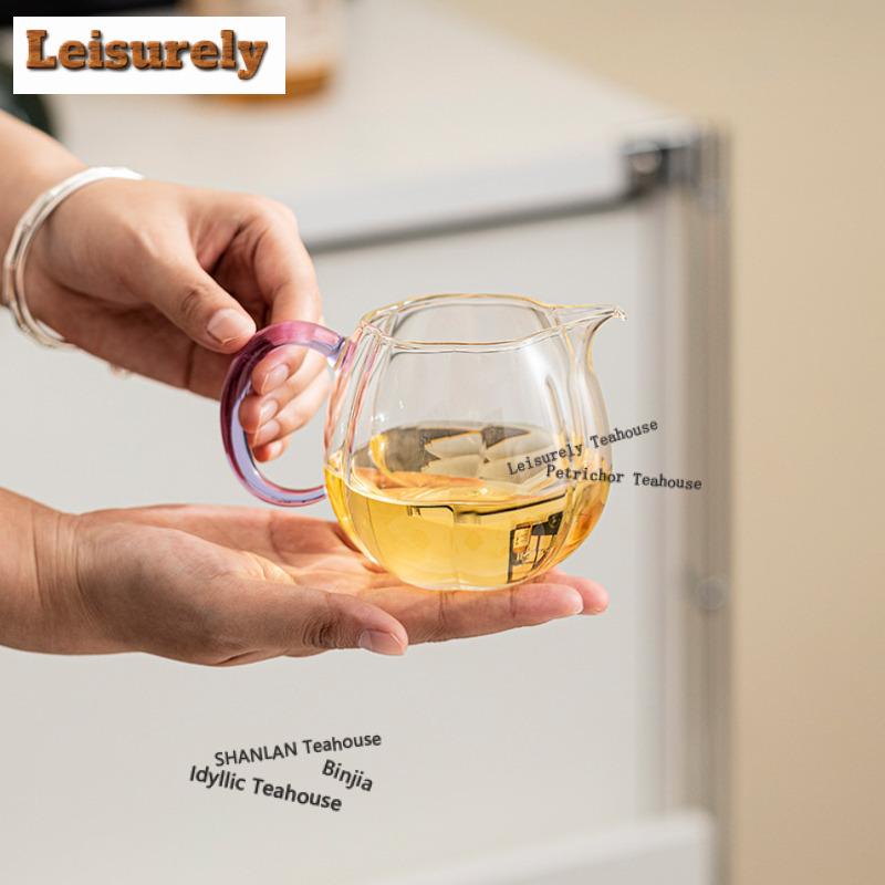 300ml Gua Ling Glass Tea Pitcher Pour Tea Cha Hai Dispenser Justice Cup Flower Tea Fair Mug Tea Services Collection Accessories