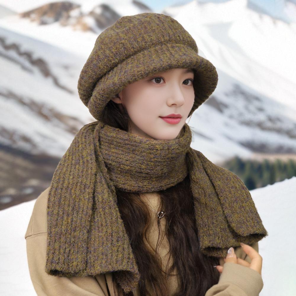 

Новая вязаная шапка в корейском стиле для женщин, осенне-зимняя, для большого обхвата головы, для квадратного лица, визуально уменьшающая лицо, теплая и универсальная шапка One Size