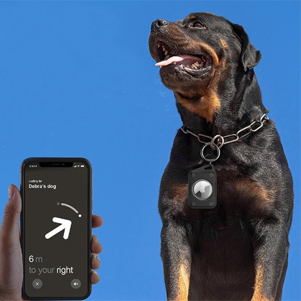 Pentru Apple AirTag Carcasă Impermeabilă IP68 Acoperire Fibră de Carbon TPU+PC cu Folie de Protecție și Cataramă Inel