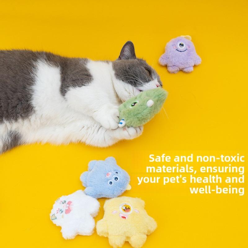 Cartoon Monster Cat, Mint Cat Toy, Teeth Grinding, Teeth Cleaning, Biting, Boring, Self-entertaining Kitten Plush Toy
