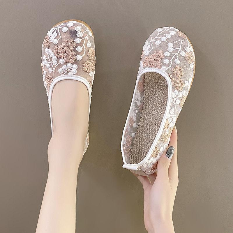 

Модная летняя Y2k мода Эстетика Оригинальная вышитая повседневная женская обувь Распродажа 2025 Новинка Сетчатые дышащие балетки для женщин 40