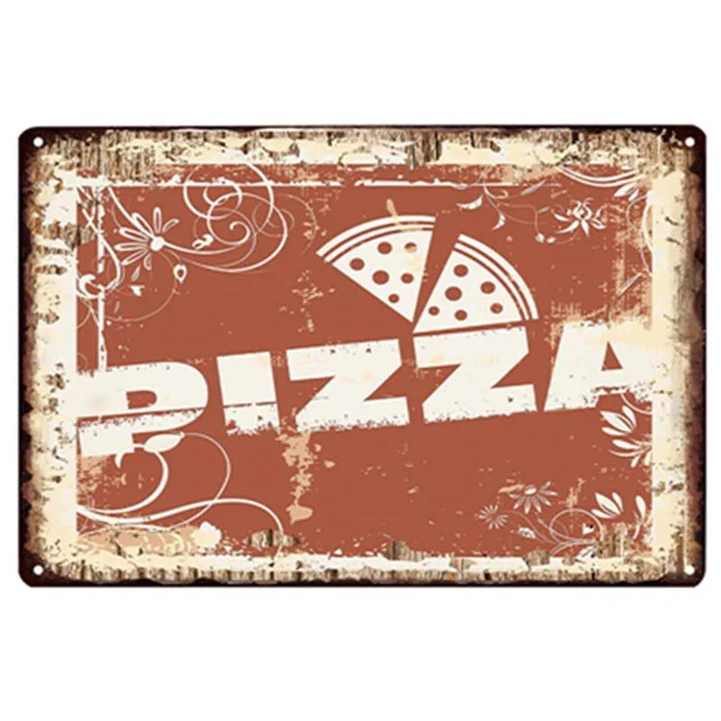 Pizza Schild Retro Blechmalerei Vintage Metallbild Wanddekoration Für Pizzeria Restaurant Esszimmer