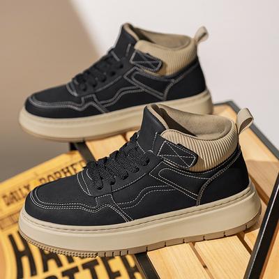 Lente tarwe leer herenschoenen trendy veelzijdige sport- en vrijetijdsschoenen echt leer board schoenen retro tooling medium hoge Martin laarzen