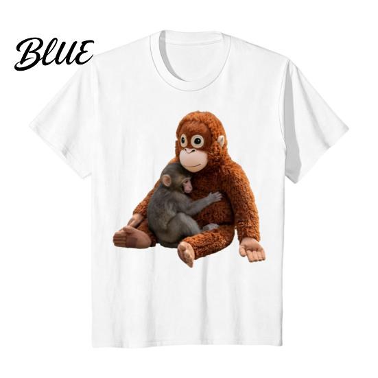 Loose Fit Tee Shirt Monkey Team Punch T-Shirt Round Neck Short Sleeve Cute Macaque And Orangutan Summer for Men Teens Street Wear Fashionable