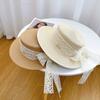 Women's Summer Beach Straw Hat, Lace Bow, Wide Brim Sun Protection, Travel Fashion Vacation Cap