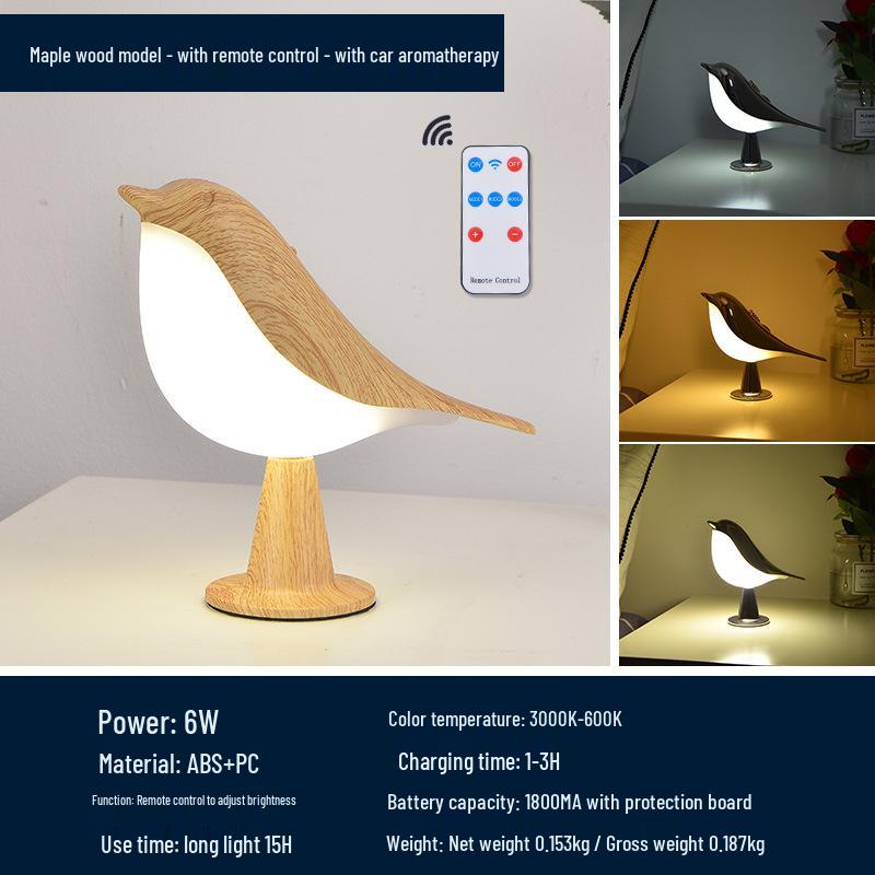 Creative Magpie Aroma LED Bird Night Light: Touch-Activated Bedside & Car Decor Lamp