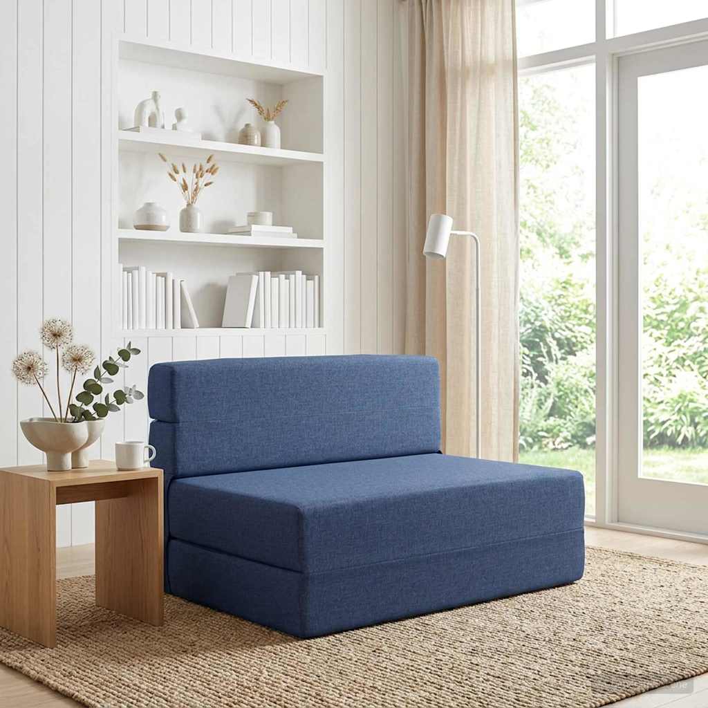 Klappsofa Bett Blau 70 x 72 x 60 cm Stoff