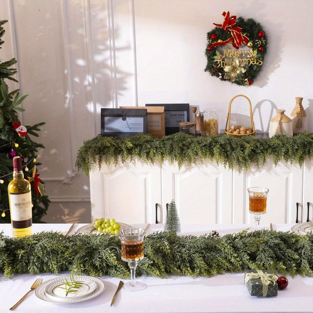 6/9 Ft Christmas Cedar Garland, Realistic Faux Pine Garlands, Green Artificial Greenery Garland for Winter Home, Fireplace