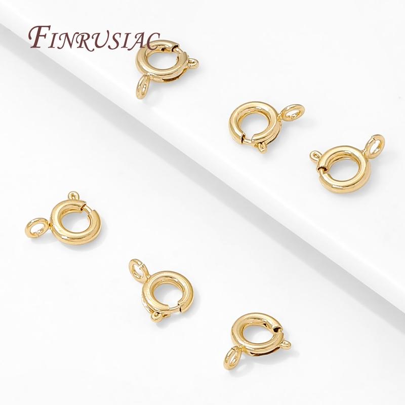 14K Gold Plated 9mm Spring Ring Clasp For Jewelry Making,Clasps For Necklaces Bracelets Accessories,Connectors Clasps Fittings