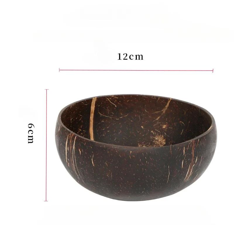 Heiße Verkäufe Kokosnussschalen-Geschirr Natürliches altes Kokosnussschalen-Geschirr Reisschüssel Salatnuss Kokosnuss-Holzschüssel Löffel-Set Smoothie