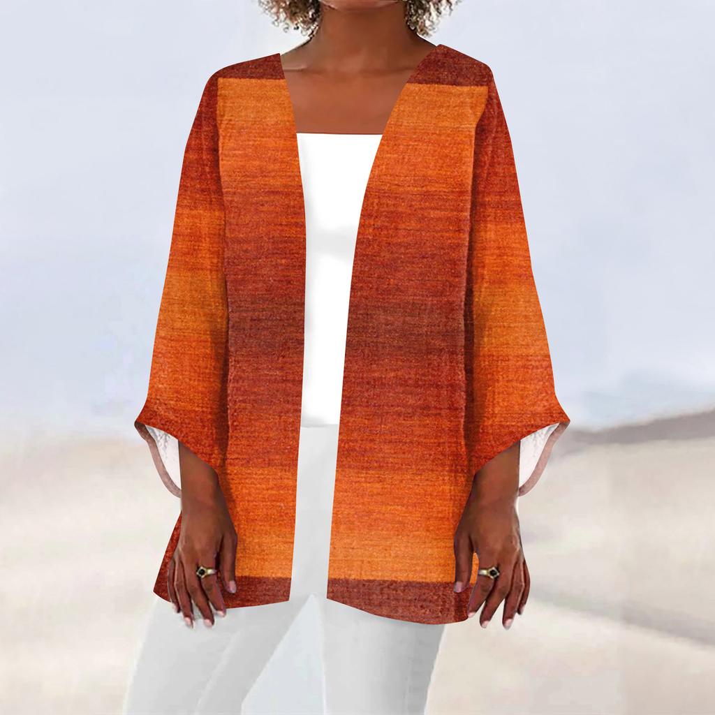 Women's Casual Fashion Printed Lightweight Mid-length Jacket Cardigan