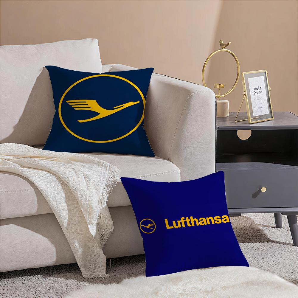 Classic German Airline Brand LLufthansa Cushion Cover Throw Pillow Cover Hidden Button Durable Polyester Chair Cushion