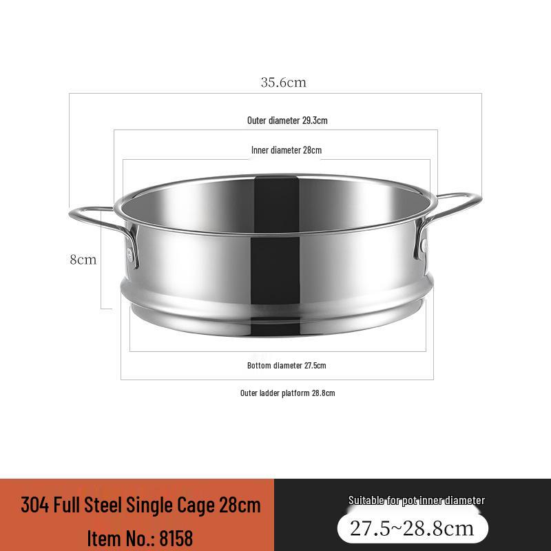 Cestello per Vapore in Acciaio Inossidabile 304 Impilabile Mini - Piccola Dimensione, Perfetto per Dormitori e per Cuocere al Vapore Mantou o Baozi, con Pentolino per Alimenti Complementari
