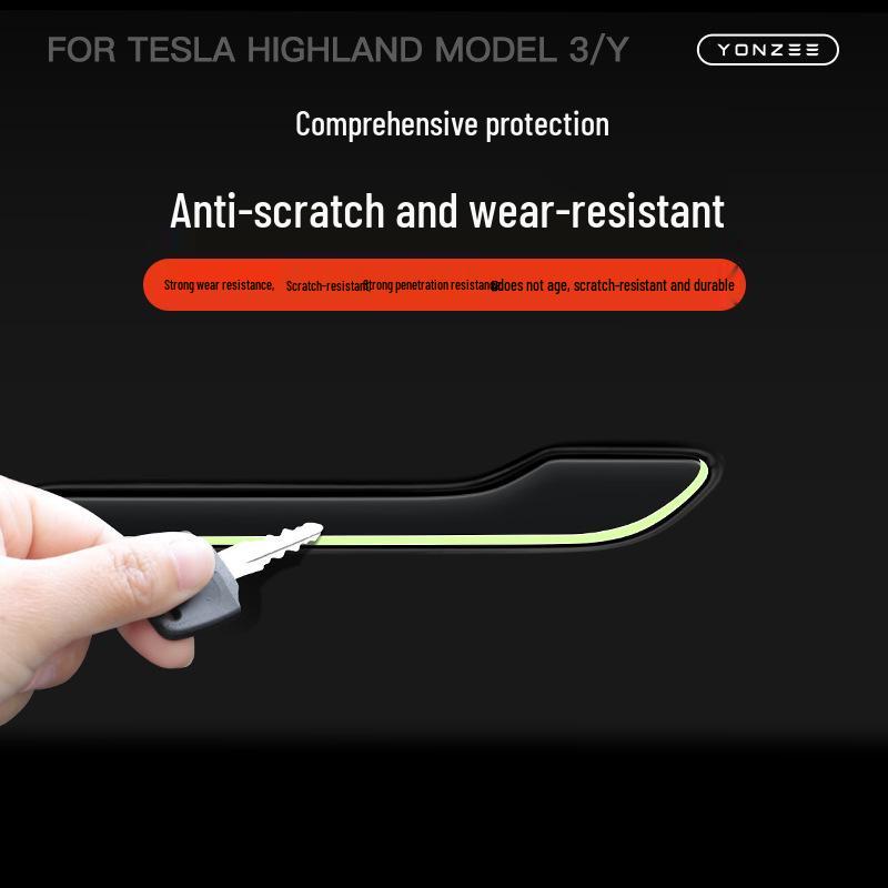 Naklejki świecące na klamki Tesla Model Y/3 - Dekoracyjne akcesoria świecące w nocy
