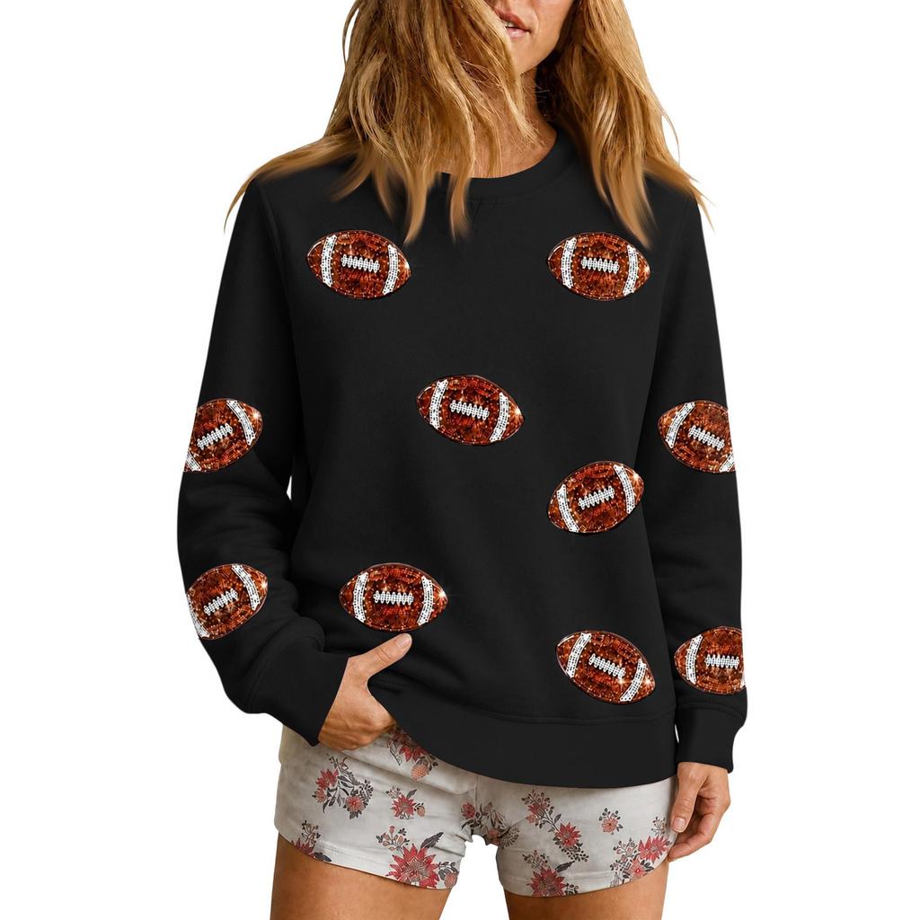 Women's Casual Neck Rugby Print Sweatshirt for Everyday Wear