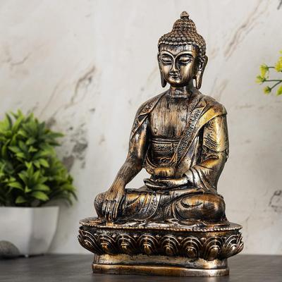 New Buddha Statue Showpiece Idol Home Decor Items for Living Room and Gifts (Antique Orange)