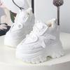 Fashion 12CM Genuine Leather Casual Chunky Sneakers Plush Wedge Platform Wedge Winter Fashion Autumn Spring Women Shoes Vulcanize