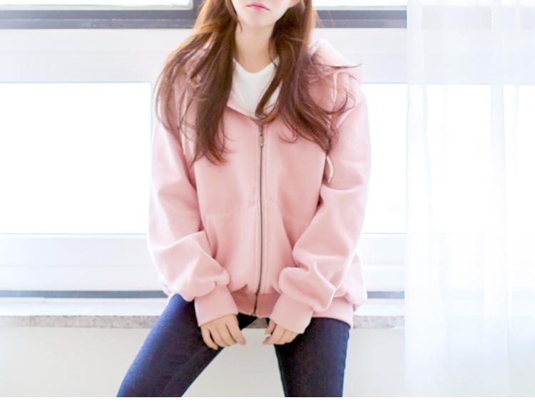 Damen Einfarbige Kapuzen-Reißverschluss-Sweatjacke - Lockere Passform, Mit Samt gefüttert, Frühling/Herbst Lässiger Sport-Cardigan.